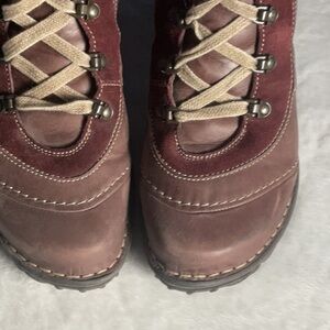 Josef Seibel Lace Up Boots in Red and Tan with Rugged Sole